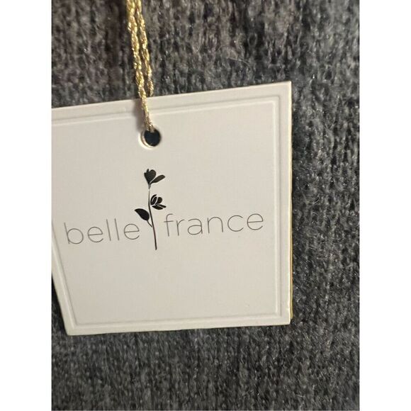 NWT Belle France Boho Gray Beaded Sweater Tunic Made in Italy w/ crocheted Hem M - Picture 8 of 15